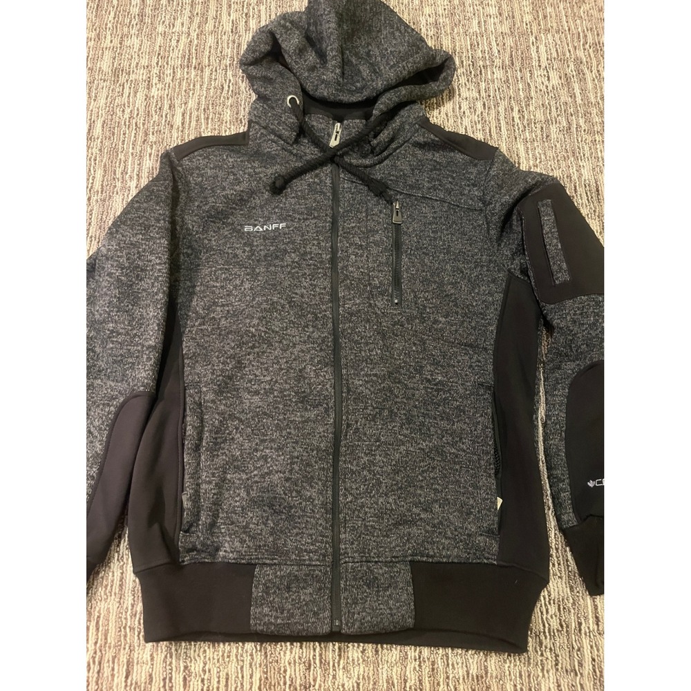 Canadian Vintage Banff Mens Full Zip Hoodie Grey Marl Fleece Jacket Size M